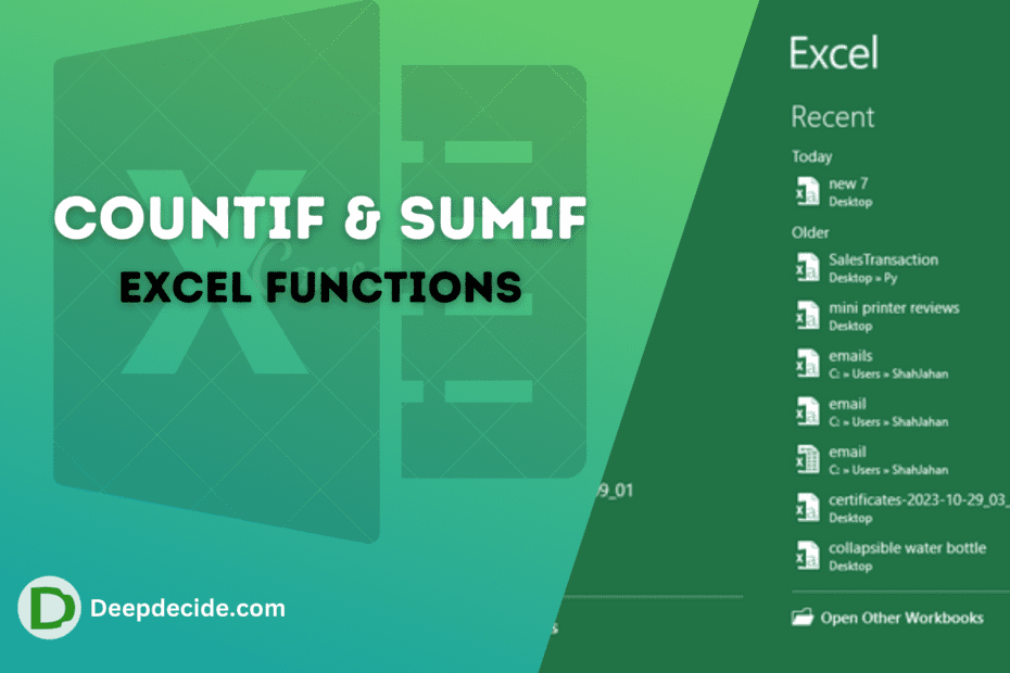 COUNTIF and SUMIF Excel function